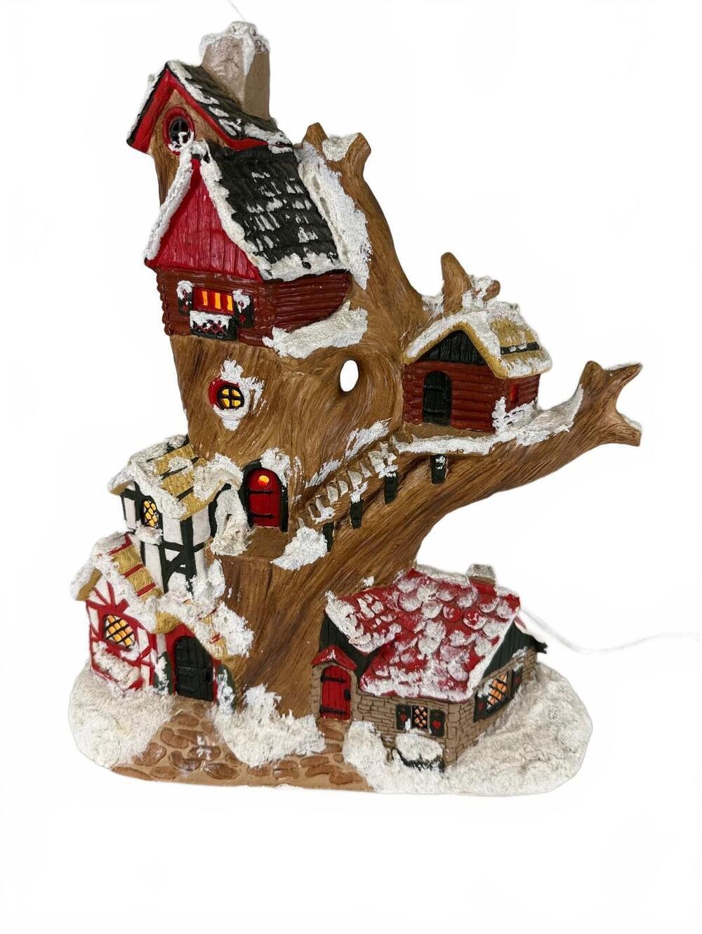 Vintage Ceramic Lighted Tree House Christmas Decoration